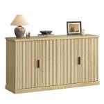 VASAGLE MAXE Collection - Buffet Cabinet, Fluted Console Cabinet, Sideboard with Adjustable Shelves, Mid Century Modern Buffet Table, 15.8 x 58.3 x 31.5 Inches, Oak Beige UBBK382Y01S