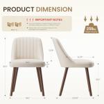 MALOL Upholstered Dining Chairs Set of 4, Modern Fabric Kitchen Chairs with Back, Wood Legs for Kitchen Dining Room Restaurant, Beige
