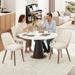 MALOL Upholstered Dining Chairs Set of 4, Modern Fabric Kitchen Chairs with Back, Wood Legs for Kitchen Dining Room Restaurant, Beige