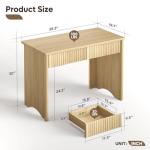 Bestier Fluted Computer Desk with 2 Drawers, 40 Inch Small Wooden Writing Study Work Desk, Computer Table, Compact Executive Home Office Desk for Small Spaces, Bedroom, Study, Living Room