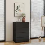 Modern Chest of Drawers, 4/5/6 Drawer Dresser Without Handles Floor Storage Drawer Cabinet Vertical Dresser Storage Organizer for Home Office (4 Drawers, Black)
