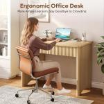 Bestier Fluted Computer Desk with 2 Drawers, 40 Inch Small Wooden Writing Study Work Desk, Computer Table, Compact Executive Home Office Desk for Small Spaces, Bedroom, Study, Living Room