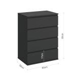 Modern Chest of Drawers, 4/5/6 Drawer Dresser Without Handles Floor Storage Drawer Cabinet Vertical Dresser Storage Organizer for Home Office (4 Drawers, Black)