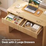 Bestier Fluted Computer Desk with 2 Drawers, 40 Inch Small Wooden Writing Study Work Desk, Computer Table, Compact Executive Home Office Desk for Small Spaces, Bedroom, Study, Living Room
