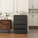 Modern Chest of Drawers, 4/5/6 Drawer Dresser Without Handles Floor Storage Drawer Cabinet Vertical Dresser Storage Organizer for Home Office (4 Drawers, Black)