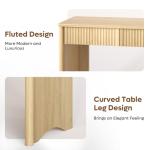 Bestier Fluted Computer Desk with 2 Drawers, 40 Inch Small Wooden Writing Study Work Desk, Computer Table, Compact Executive Home Office Desk for Small Spaces, Bedroom, Study, Living Room