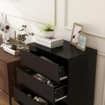 Modern Chest of Drawers, 4/5/6 Drawer Dresser Without Handles Floor Storage Drawer Cabinet Vertical Dresser Storage Organizer for Home Office (4 Drawers, Black)