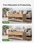 Marsail Lift Top Coffee Table with Open & Hidden Storage, Modern Fluted Coffee Table with Smooth Lift Mechanism, Sturdy Space-Saving Center Table for Home Living Room, Office, Natural Oak