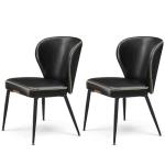VASAGLE EKHO Collection - Dining Chairs Set of 2, Upholstered Kitchen Chairs, Comfortable Seat, Synthetic Leather with Stitching, Mid-Century Modern, Easy Assembly, Living Room Lounge, Ink Black