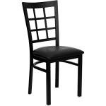 Flash Furniture Hercules Series Window Back Metal Restaurant Chair, Modern Upholstered Armless Dining Chair for Restaurants and Kitchens, Black