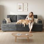 Comkei 89" 3 Seater Couches for Living Room Sofas Comfy Sectional Couch with 24" Deep Seat Loveseat Sofa for Small Apartment, Grey