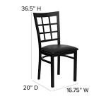 Flash Furniture Hercules Series Window Back Metal Restaurant Chair, Modern Upholstered Armless Dining Chair for Restaurants and Kitchens, Black