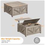 Yaheetech Lift Top Coffee Table, Square Farmhouse Coffee Table with Hidden Storage Compartment, Wood Center Table for Living Room, Home Office, Gray