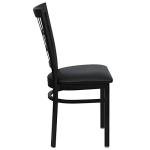 Flash Furniture Hercules Series Window Back Metal Restaurant Chair, Modern Upholstered Armless Dining Chair for Restaurants and Kitchens, Black