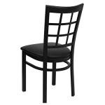 Flash Furniture Hercules Series Window Back Metal Restaurant Chair, Modern Upholstered Armless Dining Chair for Restaurants and Kitchens, Black
