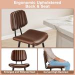 Raynesys 29-Inch Leather Bar Stools Set of 3, Counter Height Barstools with High Backrest，Bar Chairs for Kitchen Island with Heavy Duty Metal Legs, Dark Brown