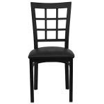 Flash Furniture Hercules Series Window Back Metal Restaurant Chair, Modern Upholstered Armless Dining Chair for Restaurants and Kitchens, Black