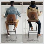 Raynesys 29-Inch Leather Bar Stools Set of 3, Counter Height Barstools with High Backrest，Bar Chairs for Kitchen Island with Heavy Duty Metal Legs, Dark Brown