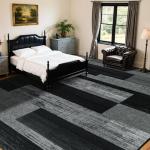 LIANLAM 8x10 Washable Area Rugs for Living Room and Bedroom, Vintage Checkered Pattern Non-Slip Carpet, Stain Resistant Low Pile Soft Rug for Dining Room,Office,Nursery,Kids Room(8x10,Gray)