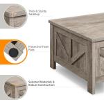 Yaheetech Lift Top Coffee Table, Square Farmhouse Coffee Table with Hidden Storage Compartment, Wood Center Table for Living Room, Home Office, Gray