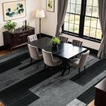 LIANLAM 8x10 Washable Area Rugs for Living Room and Bedroom, Vintage Checkered Pattern Non-Slip Carpet, Stain Resistant Low Pile Soft Rug for Dining Room,Office,Nursery,Kids Room(8x10,Gray)
