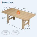 IDEALHOUSE 71" Long Dining Table for 6-8, Farmhouse Wooden Barn Kitchen Table for 6, Triangular Legs, Large Dining Room Table w/Thickened Tabletop, Sturdy Frame, for Dinner, Kitchen, Office, Natural