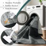 LIANLAM 8x10 Washable Area Rugs for Living Room and Bedroom, Vintage Checkered Pattern Non-Slip Carpet, Stain Resistant Low Pile Soft Rug for Dining Room,Office,Nursery,Kids Room(8x10,Gray)