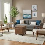 HomePop Square Tufted Storage Ottoman - Distressed Brown Faux Leather Small