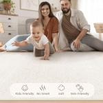 8x10 Area Rug Living Room: Washable Boho Geometric Moroccan Rug Neutral Modern Farmhouse Indoor Soft Non Slip Ultra Thin Large Printed Pattern Carpet for Bedroom Home Office (Beige, 8'x10')