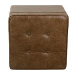 HomePop Square Tufted Storage Ottoman - Distressed Brown Faux Leather Small