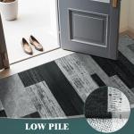 LIANLAM 8x10 Washable Area Rugs for Living Room and Bedroom, Vintage Checkered Pattern Non-Slip Carpet, Stain Resistant Low Pile Soft Rug for Dining Room,Office,Nursery,Kids Room(8x10,Gray)