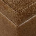 HomePop Square Tufted Storage Ottoman - Distressed Brown Faux Leather Small