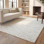 SAFAVIEH Area Rug 8x10 - Tulum Collection - Large - Ivory & Grey, Moroccan Boho Tribal Design, Non-Shedding & Easy to Clean, Ideal for Living Room, Bedroom, Dining Space (TUL272A)
