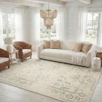 SAFAVIEH Adirondack Collection Area Rug - 8' x 10', Ivory & Sage, Oriental Distressed Design, Non-Shedding & Easy Care, Ideal for High Traffic Areas in Living Room, Bedroom (ADR109V)
