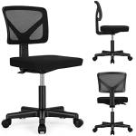Sweetcrispy Small Office Desk Chair, Ergonomic Low-Back Mesh Rolling Work Swivel Chairs with Wheels, Armless Comfortable Seat Lumbar Support for Home, Bedroom, Study, Student, Adults,Classic Black