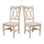 IC International Concepts, Set of 2 Double X-Back Dining Chairs, Armless, Real Wood, Kitchen/Dining/Accent, 19.9"W x 22"D x 41.3"H, 225 Lbs Wt. Capacity, DIY, Paint/Stain In Any Color, Unfinished