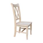 IC International Concepts, Set of 2 Double X-Back Dining Chairs, Armless, Real Wood, Kitchen/Dining/Accent, 19.9"W x 22"D x 41.3"H, 225 Lbs Wt. Capacity, DIY, Paint/Stain In Any Color, Unfinished