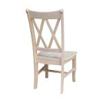 IC International Concepts, Set of 2 Double X-Back Dining Chairs, Armless, Real Wood, Kitchen/Dining/Accent, 19.9"W x 22"D x 41.3"H, 225 Lbs Wt. Capacity, DIY, Paint/Stain In Any Color, Unfinished