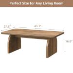 Rustic Coffee Table for Living Room - Farmhouse Oak Wood Rectangle Coffee Table, Solid Real Wooden Brown Center Table Organic Modern