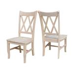 IC International Concepts, Set of 2 Double X-Back Dining Chairs, Armless, Real Wood, Kitchen/Dining/Accent, 19.9"W x 22"D x 41.3"H, 225 Lbs Wt. Capacity, DIY, Paint/Stain In Any Color, Unfinished