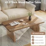 Rustic Coffee Table for Living Room - Farmhouse Oak Wood Rectangle Coffee Table, Solid Real Wooden Brown Center Table Organic Modern