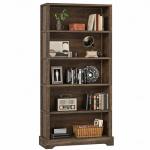 TVU 5-Tier Solid Wood Book Shelf, Floor Standing Bookcase, 65" H × 31.5" W × 11.8" D Bookshelf, Farmhouse Style Book Case with Arched Base, Suitable for Living Room, Study, Office, Walnut