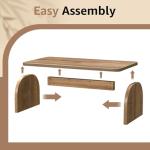 Rustic Coffee Table for Living Room - Farmhouse Oak Wood Rectangle Coffee Table, Solid Real Wooden Brown Center Table Organic Modern