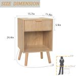 Fultyle Wood Nightstand with Charging Station, Bedside Table with Fluted Drawers and Outlet, Boho Night Stand for Bedroom, Living Room, Office (Rustic Walnut)