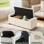 Royal Windsor Ottoman with Storage,Tufted Storage Bench with Safety Hinge,Holds up to 350 lb,Upholstered Bench with Seating for Bedroom, Living Room,Entryway,Linen Beige