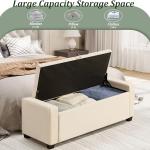 Royal Windsor Ottoman with Storage,Tufted Storage Bench with Safety Hinge,Holds up to 350 lb,Upholstered Bench with Seating for Bedroom, Living Room,Entryway,Linen Beige