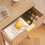 Fultyle Wood Nightstand with Charging Station, Bedside Table with Fluted Drawers and Outlet, Boho Night Stand for Bedroom, Living Room, Office (Rustic Walnut)