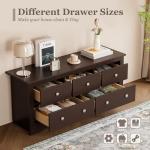 Furmax Dresser for Bedroom, 5 Wood Dresser, Chest of Drawers, for TV up to 65 inch, TV Stand Storage Chest of Drawers for Hallway Entryway (Brown)