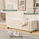 Royal Windsor Ottoman with Storage,Tufted Storage Bench with Safety Hinge,Holds up to 350 lb,Upholstered Bench with Seating for Bedroom, Living Room,Entryway,Linen Beige