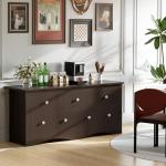 Furmax Dresser for Bedroom, 5 Wood Dresser, Chest of Drawers, for TV up to 65 inch, TV Stand Storage Chest of Drawers for Hallway Entryway (Brown)